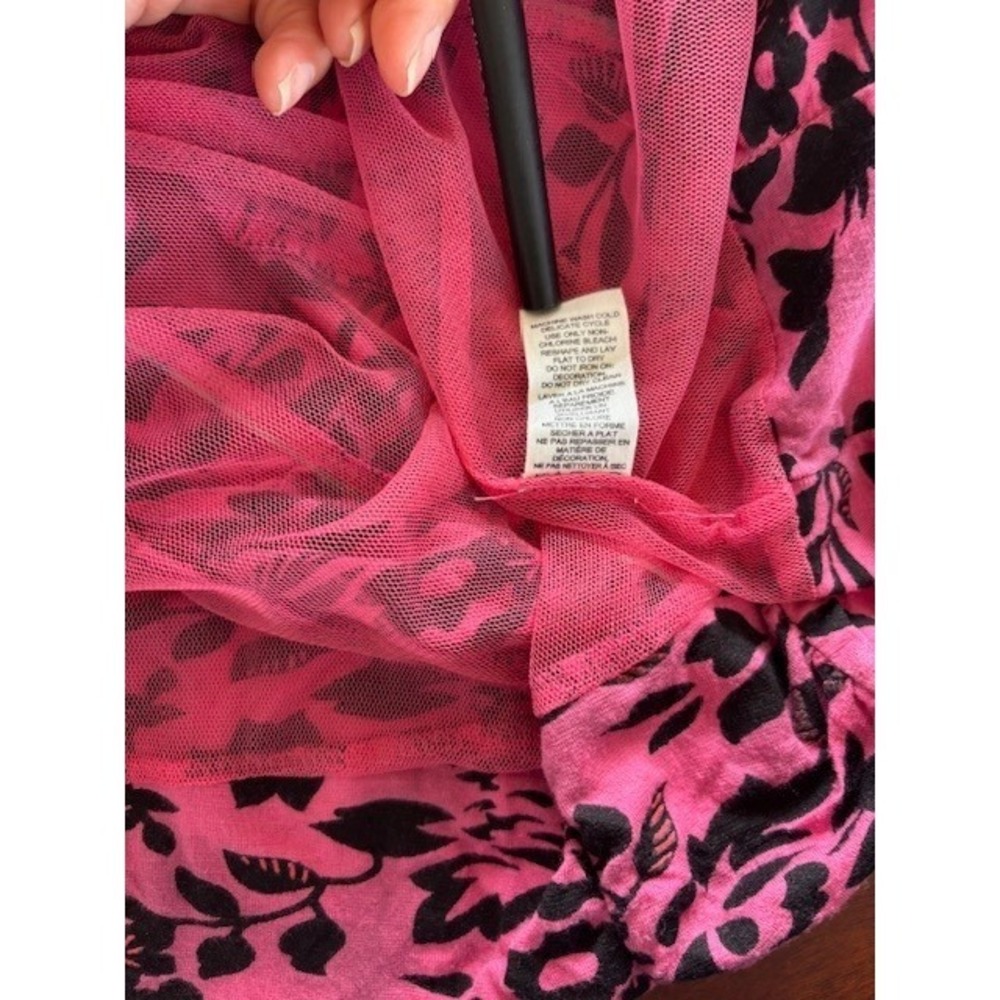 Free People Vintage Y2K Pink Black Floral Ruched Sequin Mini Cocktail Dress Sz 2 - Picture 14 of 14